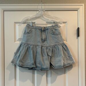 Topshop Light Blue A-Line Denim Skirt